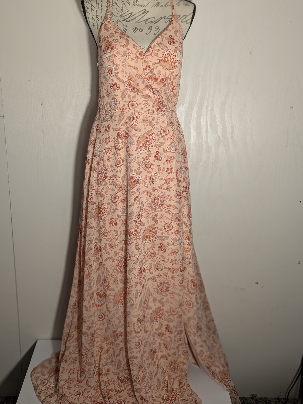 Azazie Chanel Pink Fern Floral Chiffon Bridesmaid Maxi Dress Size A8